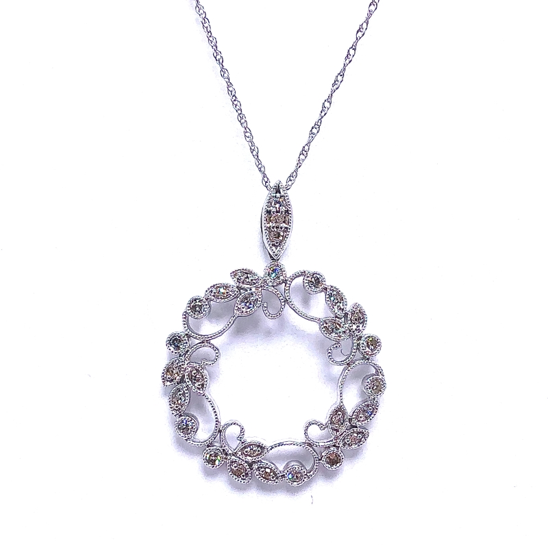 Diamond Circle Floral Pendant