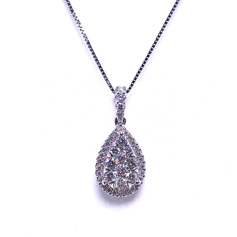 Lovebright Pear Shaped Diamond Cluster Pendant