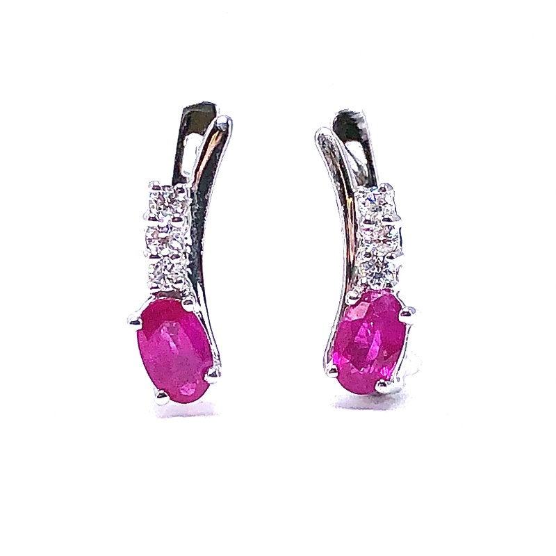 Oval Ruby & Diamond Earrings