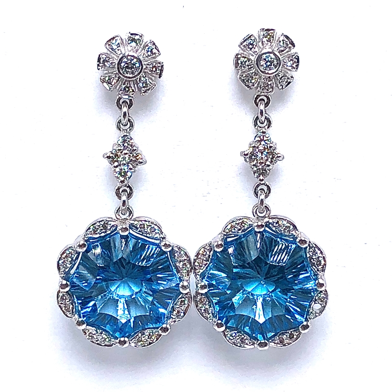 Blue Topaz & Diamond Earrings