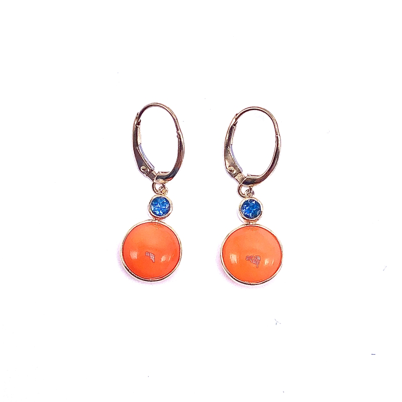 Round Carnelian & London Topaz Earrings by Olivia B