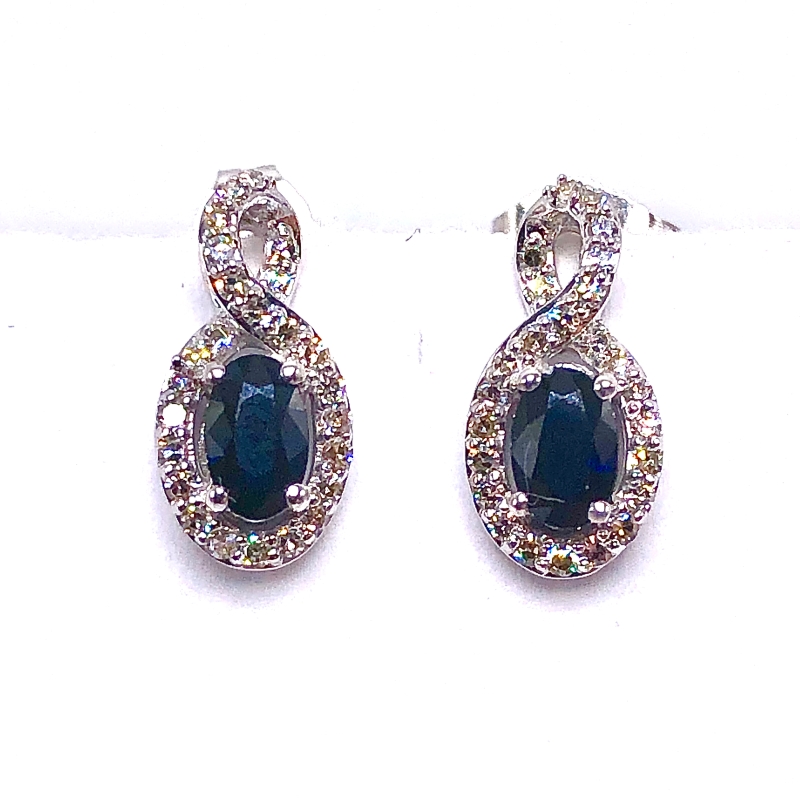 Oval Sapphire & Diamond Earrings