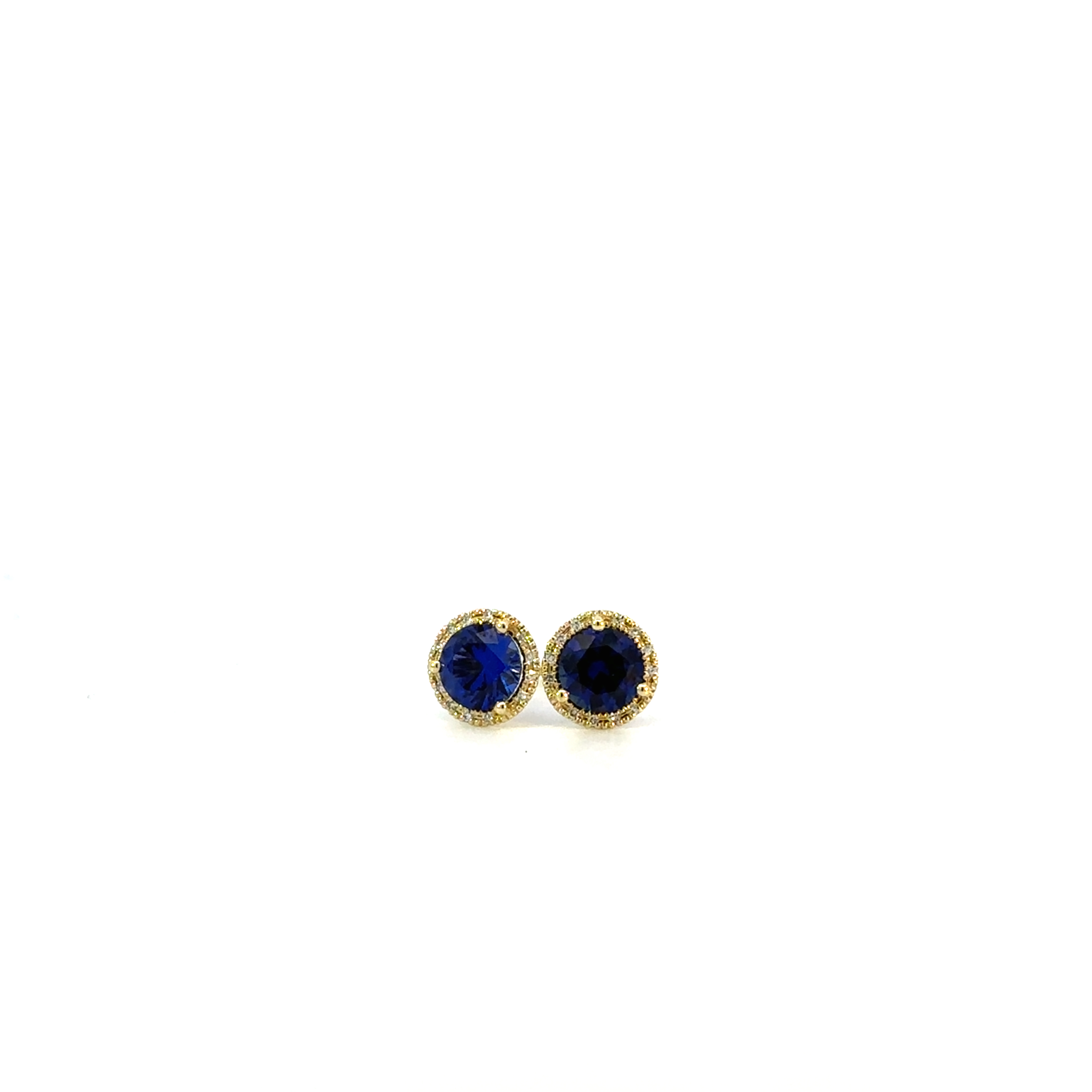 Corundum Blue  Halo Stud Earrings