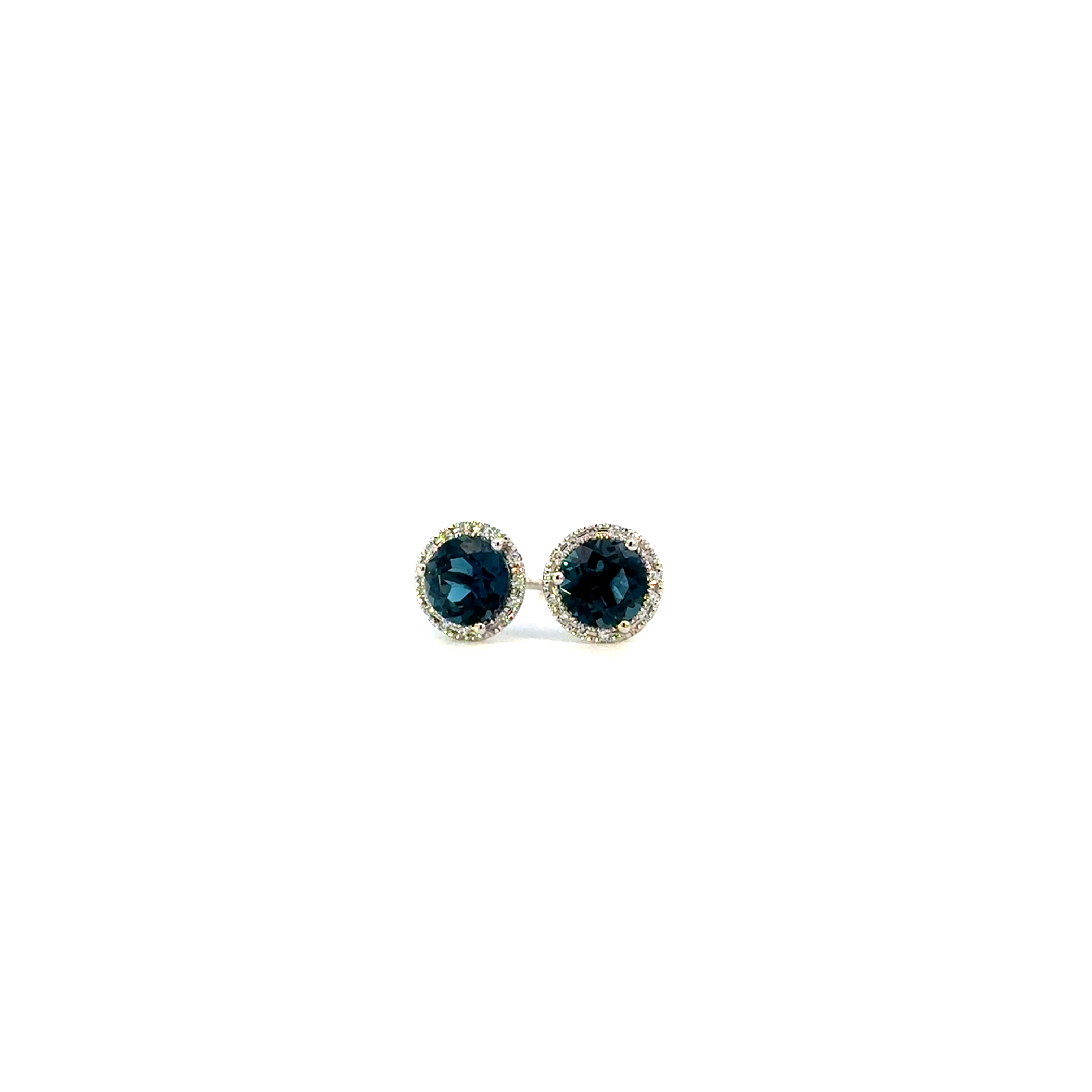 London Blue Topaz Halo Stud Earrings