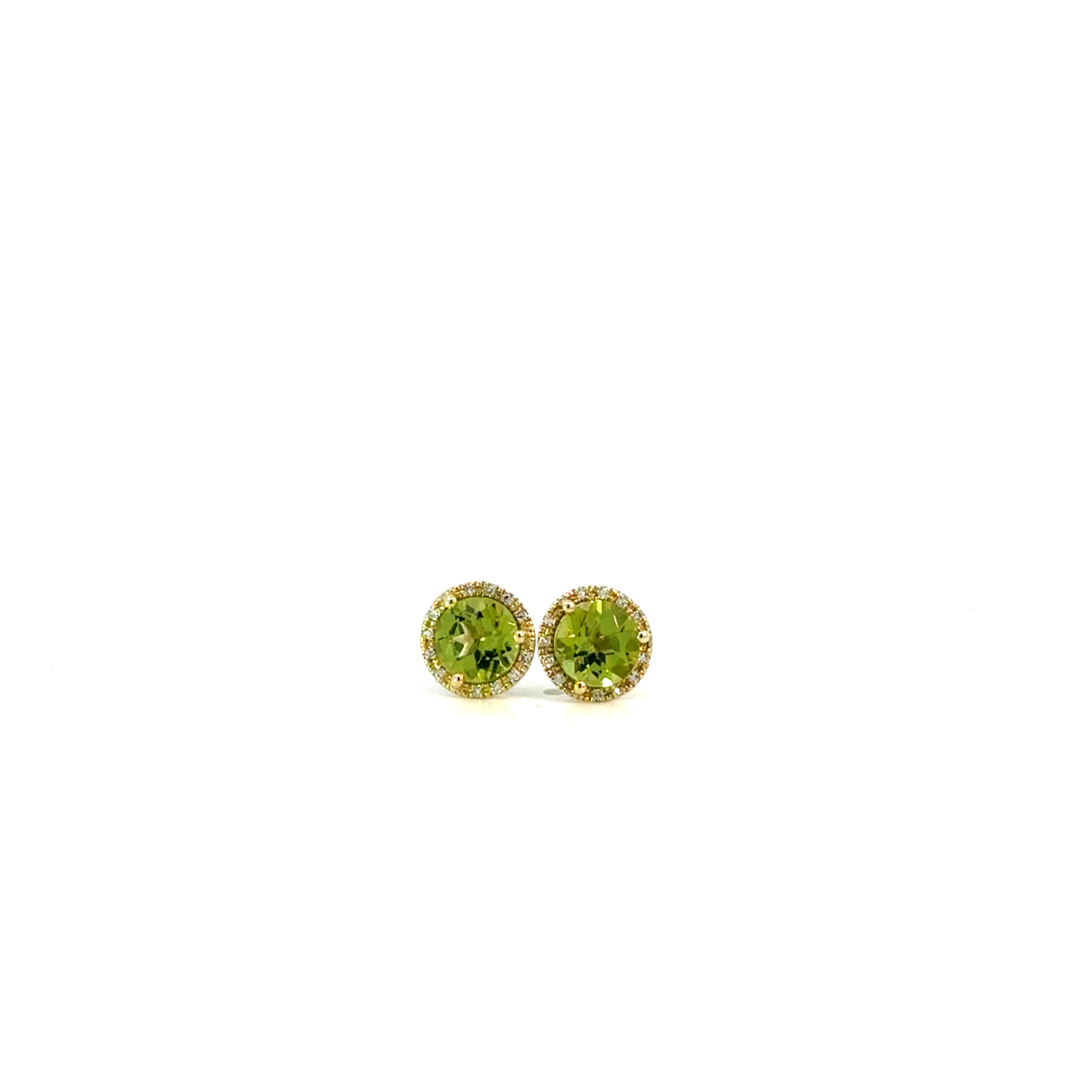 Peridot Halo Stud Earrings
