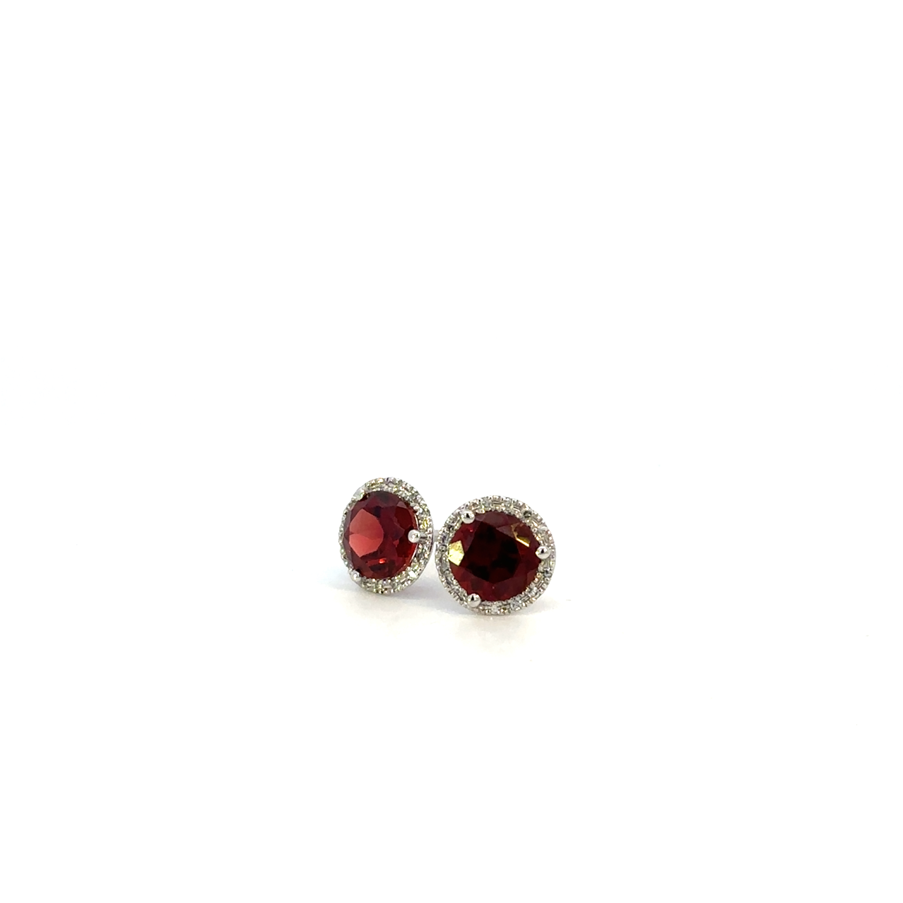 Garnet Halo Stud Earrings