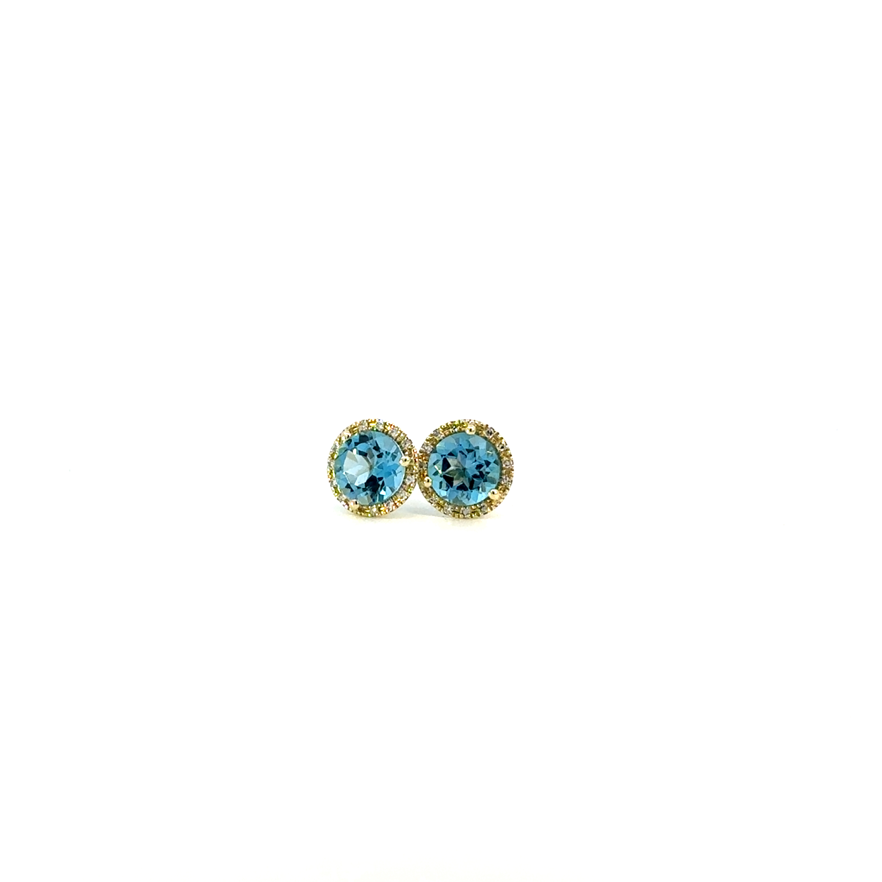 Blue Topaz Halo Stud Earrings