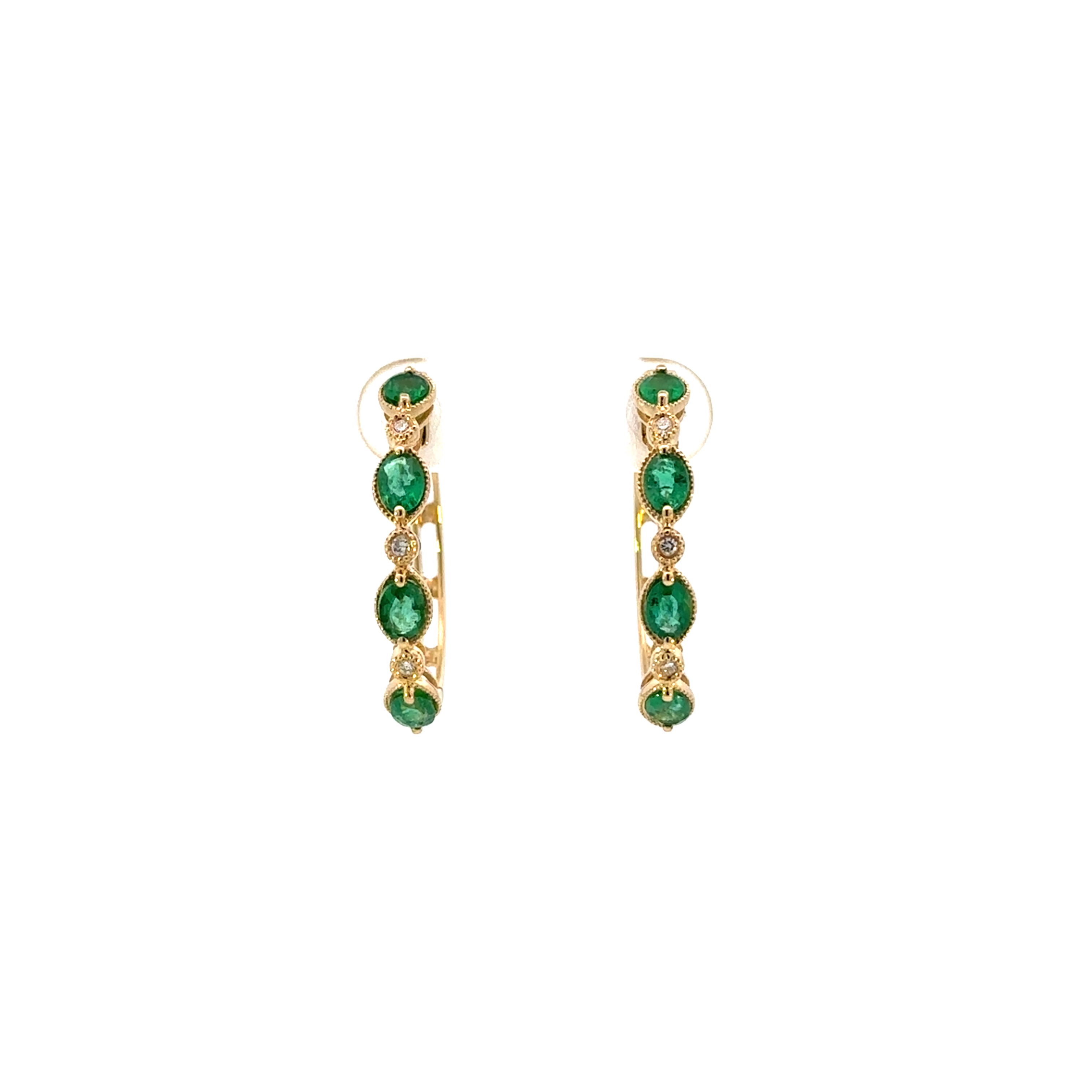 Emerald and Diamond Hoop Earrings