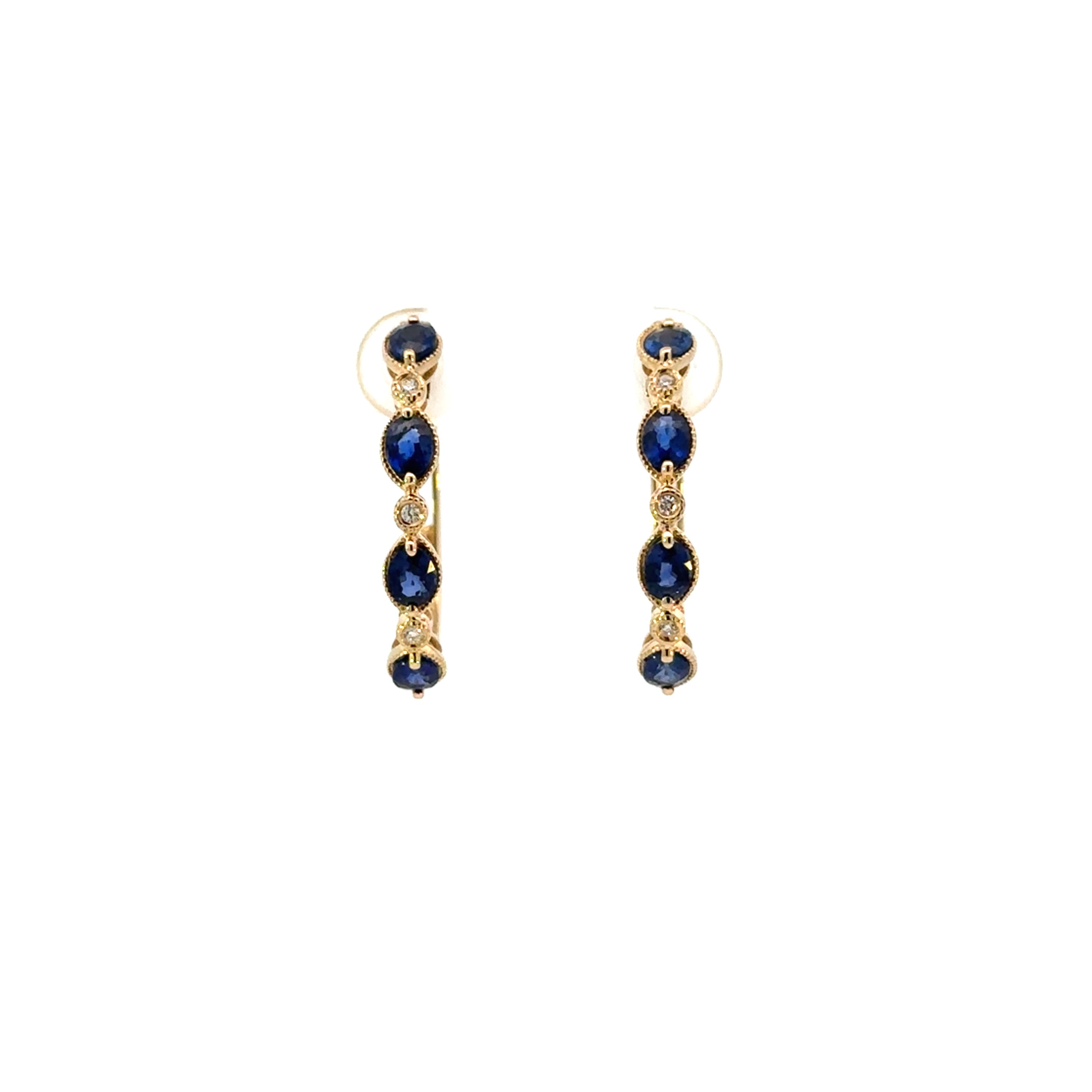 Sapphire and Diamond Hoop Earrings