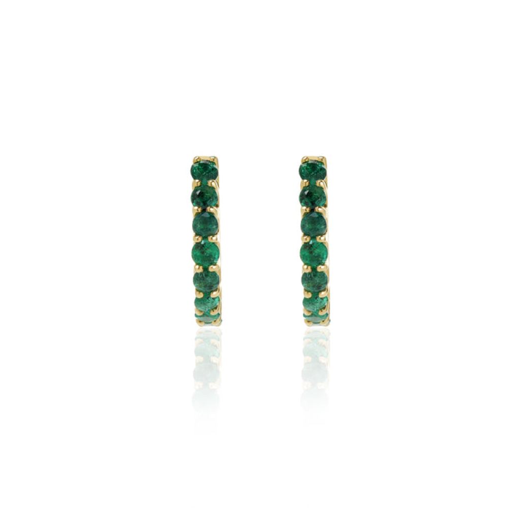 Emerald Huggie Hoop Earrings