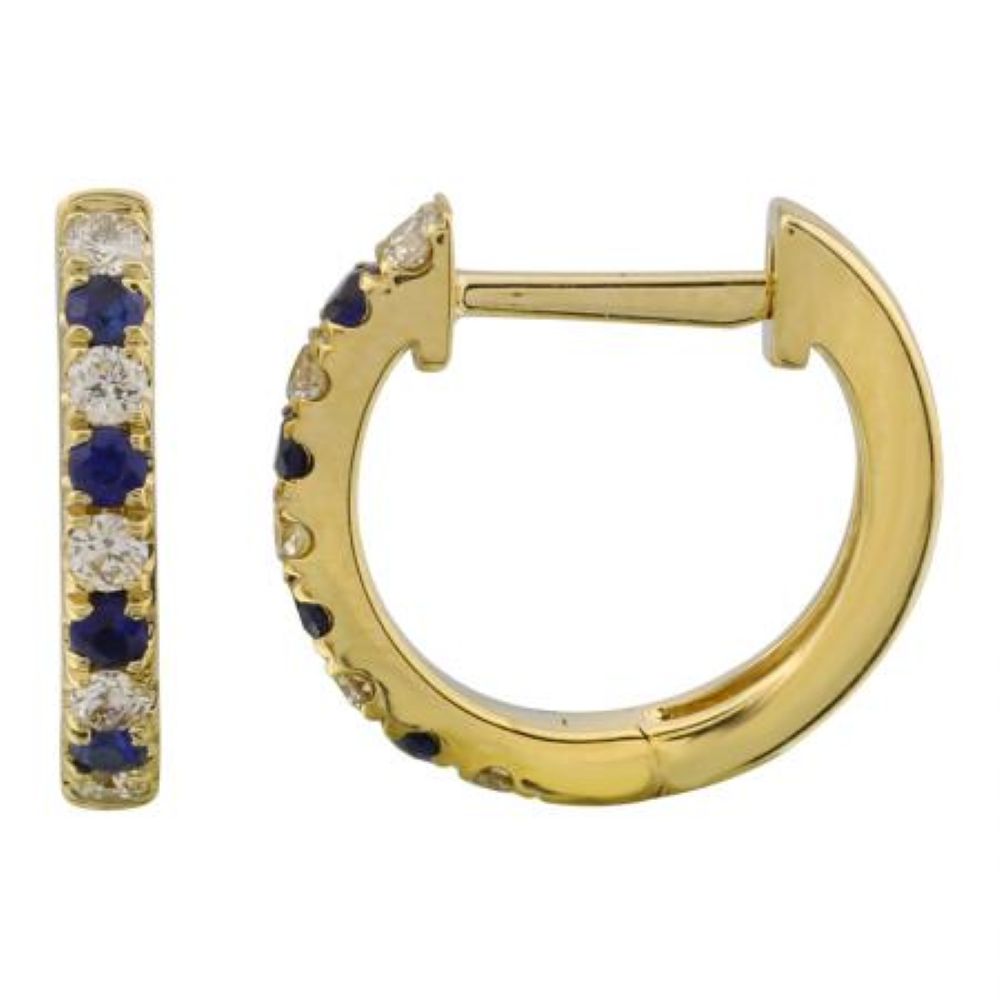 Sapphire and Diamond Huggie Hoops