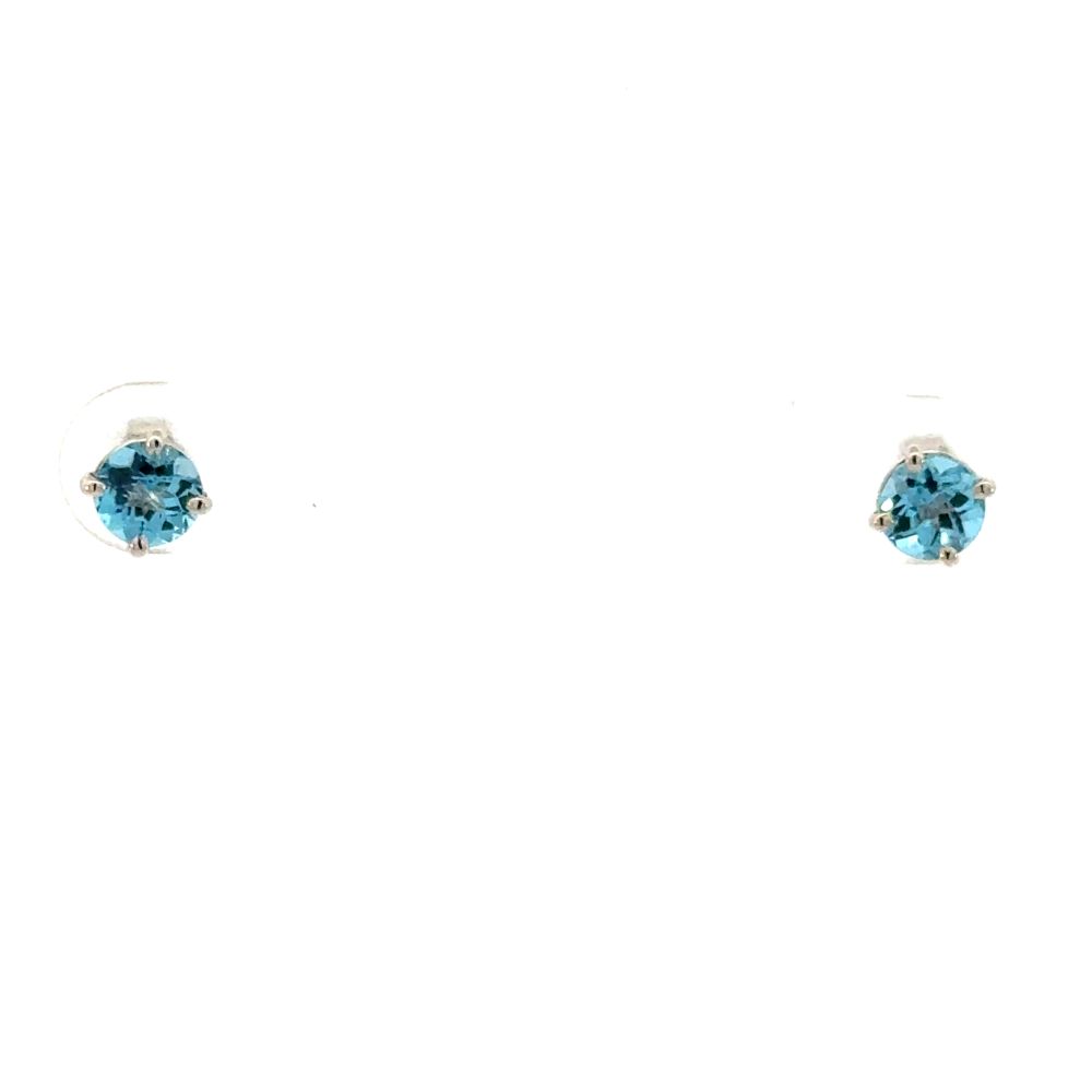 Swiss Blue Topaz Solitaire Earrings