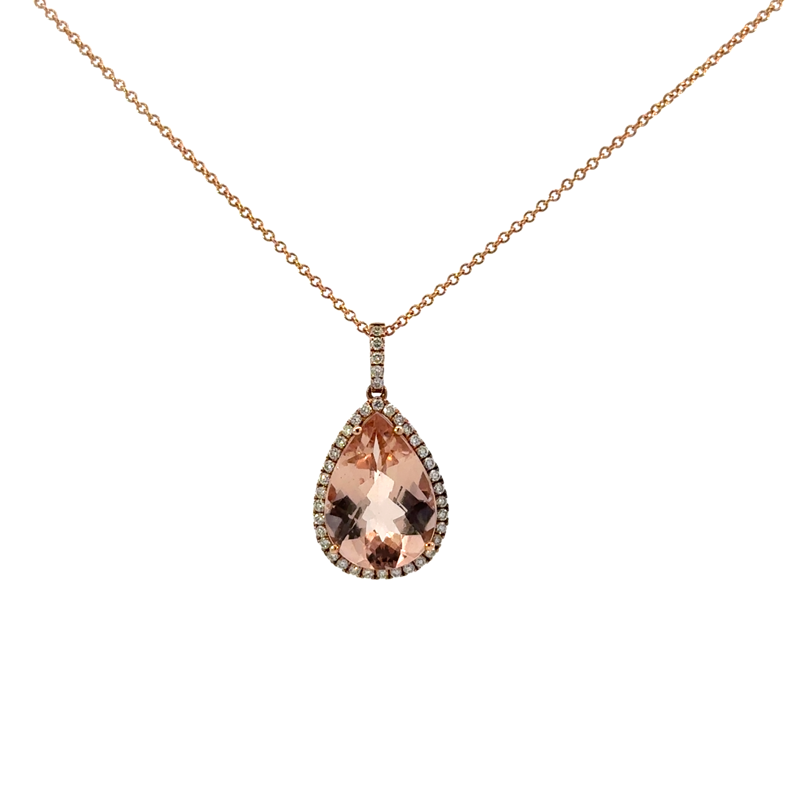 Morganite and diamond pendant deals