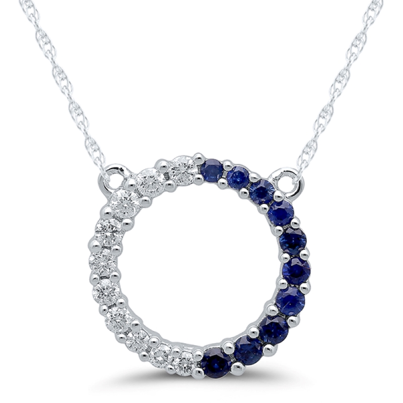 Sapphire & Diamond Circle Pendant