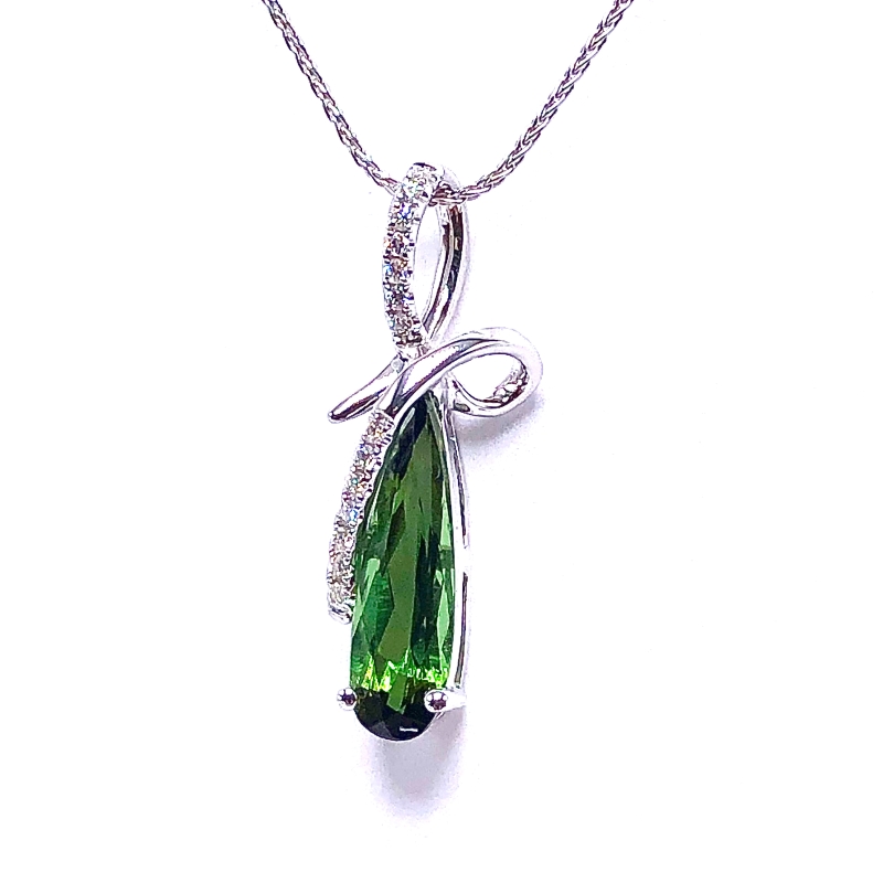 Green Tourmaline & Diamond Pendant