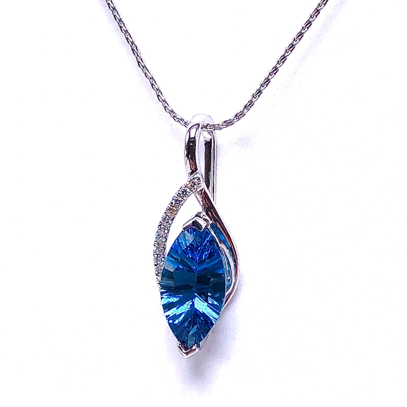 London Topaz & Diamond Pendant