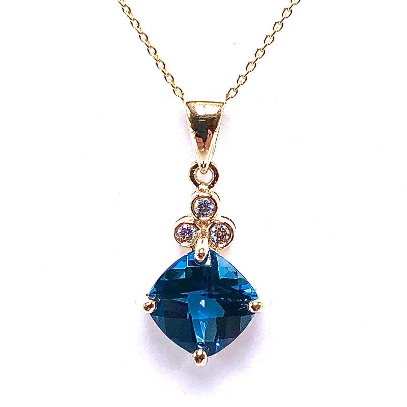 London Topaz & Diamond Pendant