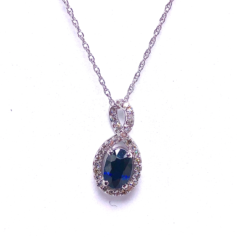 Oval Sapphire & Diamond Pendant