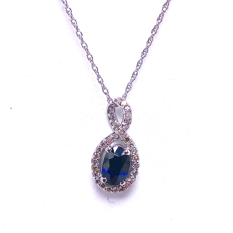 Oval Sapphire & Diamond Pendant