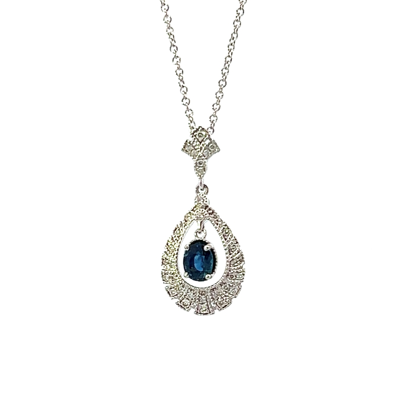 Oval Sapphire & Diamond Pendant