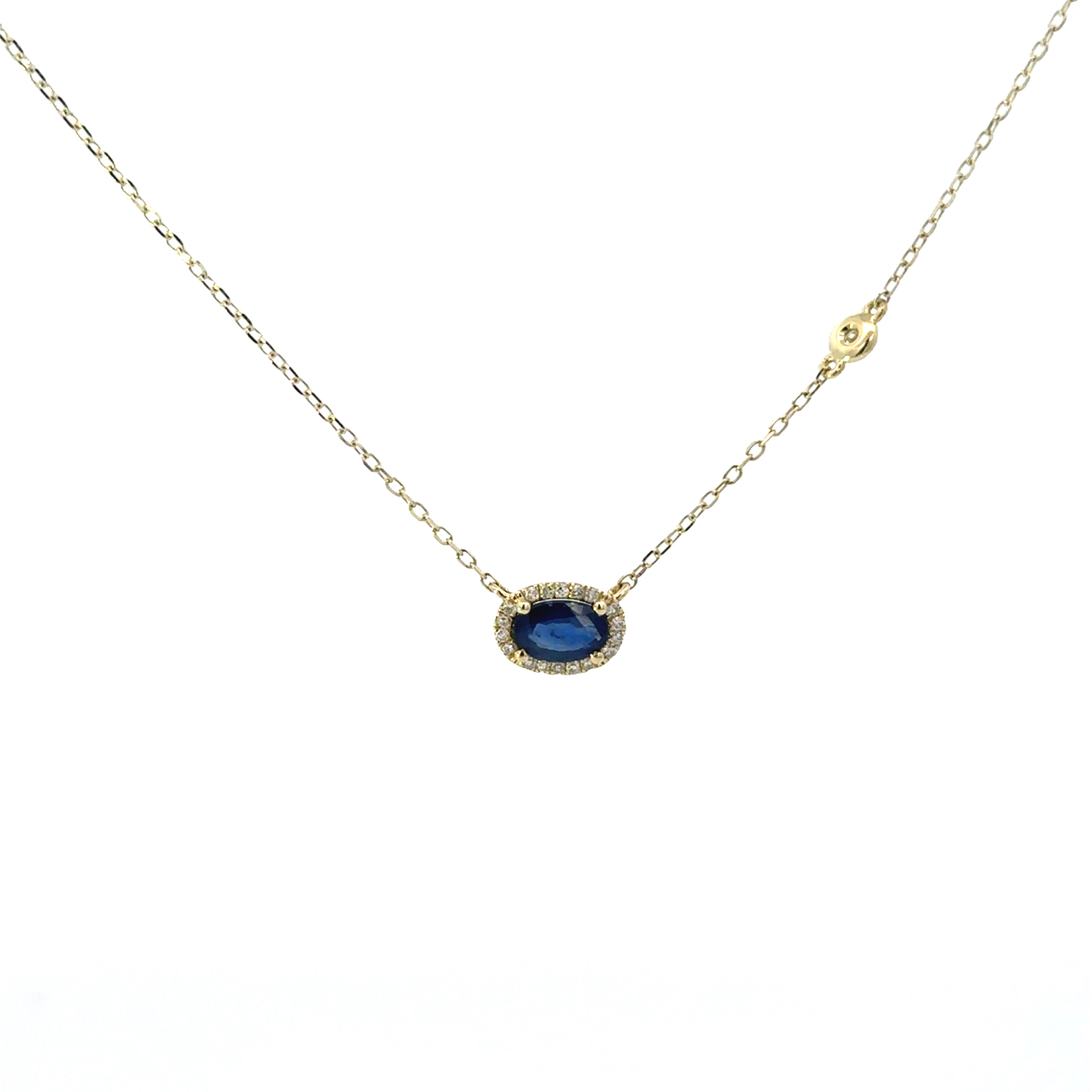 Sapphire and Diamond Halo Necklace