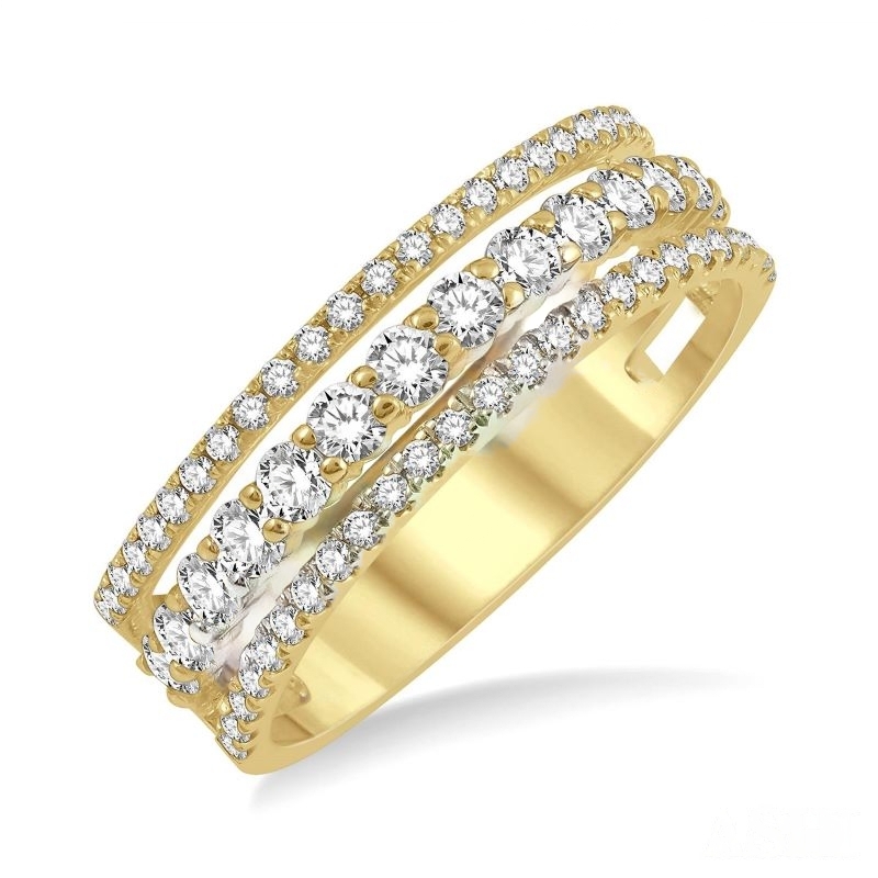 Round Cut Diamond Split Triple Fashion Ring