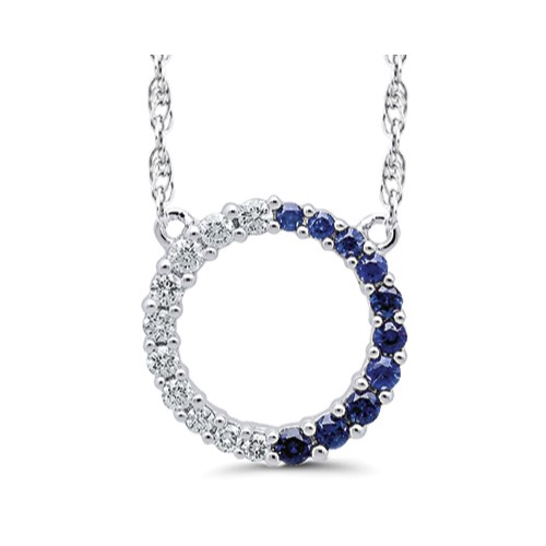 Sapphire & Diamond Circle Pendant
