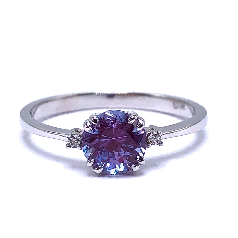 Created Alexandrite & Diamond Ring