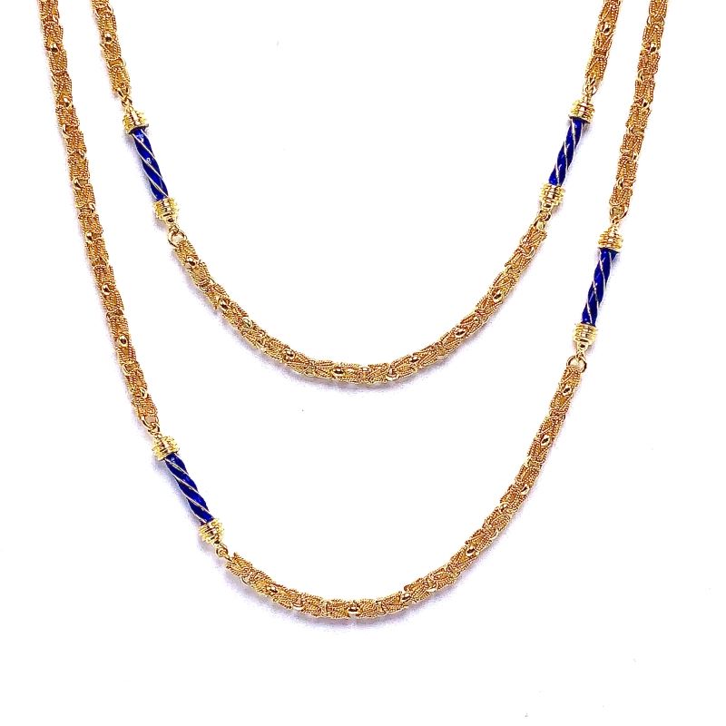 Enamel and Gold Handwoven Chain