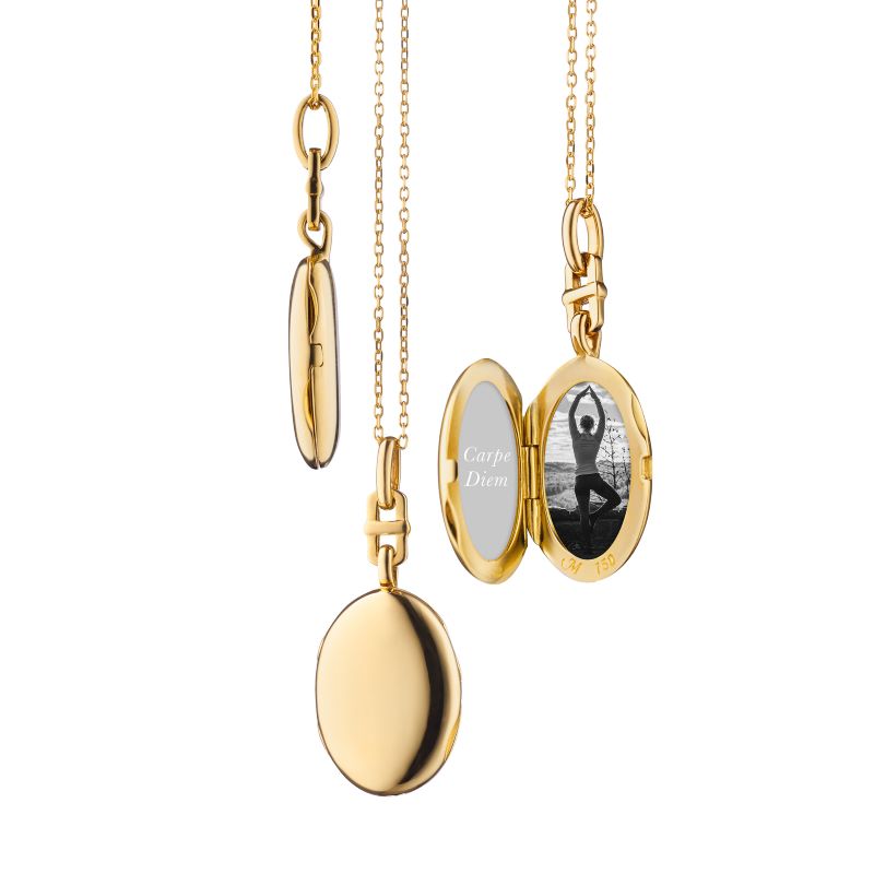 MRK 18K Yellow Gold Slim Oval 'Eve' Locket