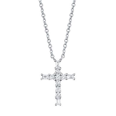 SHY Creation Diamond Baguette Cross Necklace