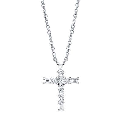 SHY Creation Diamond Baguette Cross Necklace