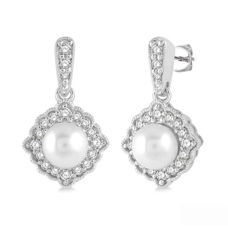 Pearl & Halo Diamond Earrings