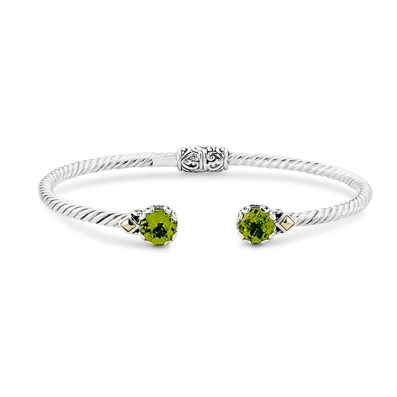 Samuel B. Peridot Twisted Cable Bangle Bracelet