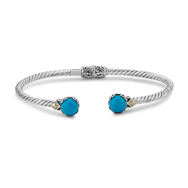 Samuel B. Sleeping Beauty Turquoise Twisted Cable Bangle Bracelet
