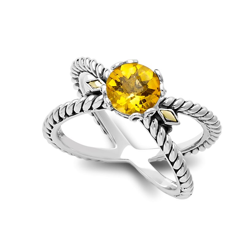 Samuel B. Citrine Birthstone X Design Ring