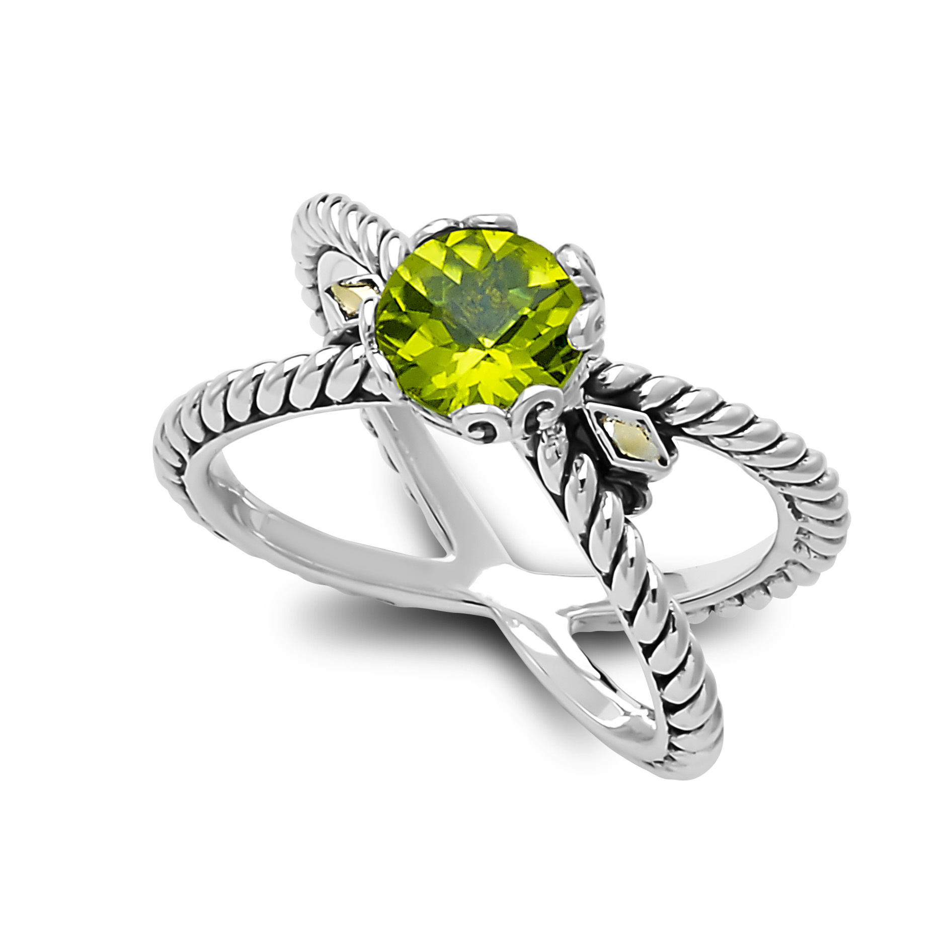 Samuel B. Peridot Birthstone X Design Ring