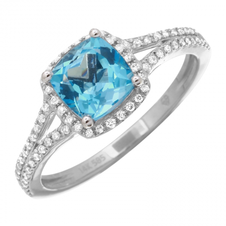 Blue Topaz & Diamond Ring