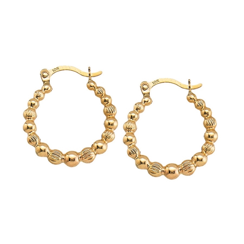 Gold Bead Hoop Earrings