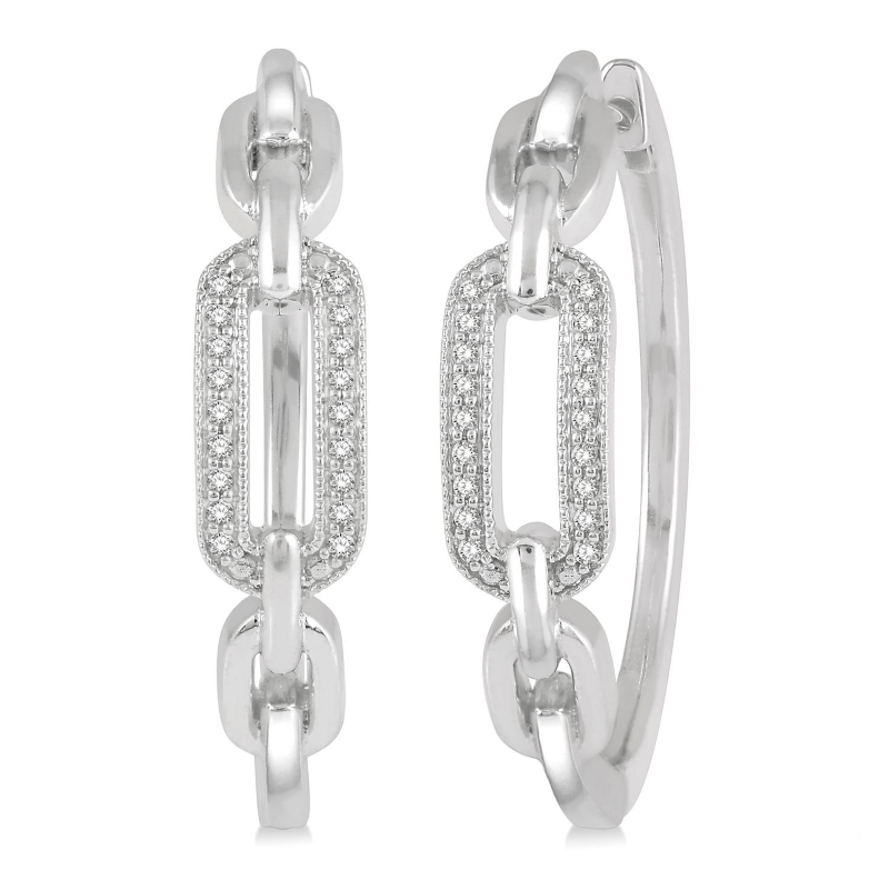 Diamond Paper Clip Hoop Earring