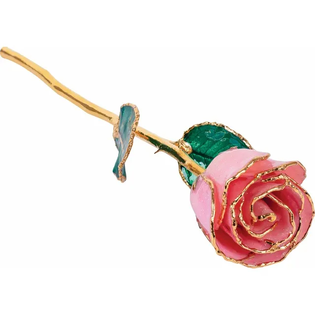 24K Gold Dipped Pink Sparkle Rose