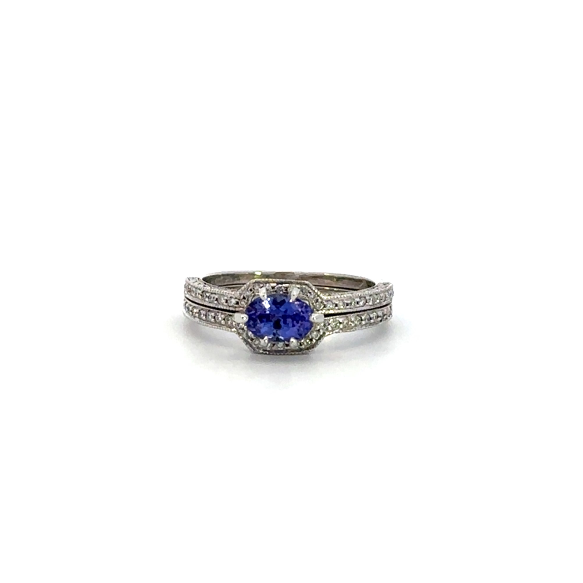 Estate Tanzanite Double Pave Ring