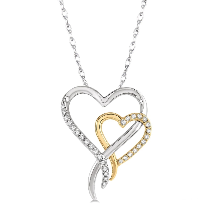 Two Tone Hearts  Pendant With Chain