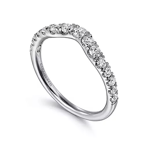 Curved French Pave Diamond Wedding Band