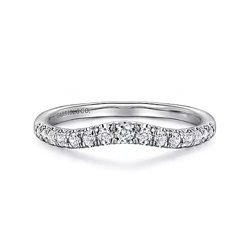 Curved French Pave Diamond Wedding Band