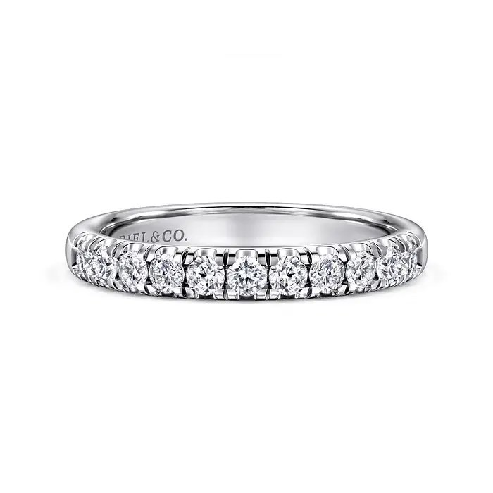 French Pave Diamond Wedding Band