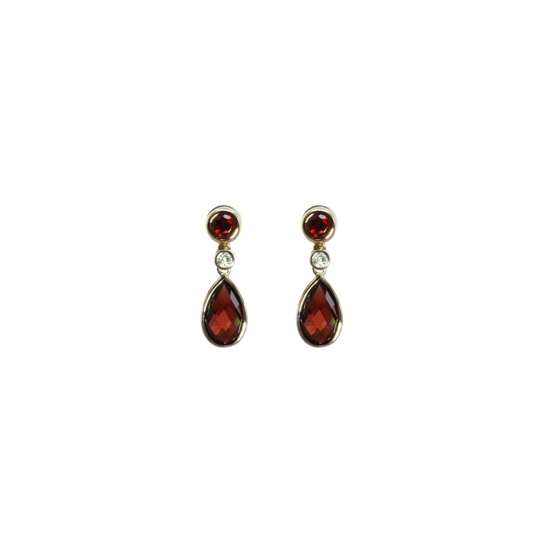 Garnet and Diamond  Earrings