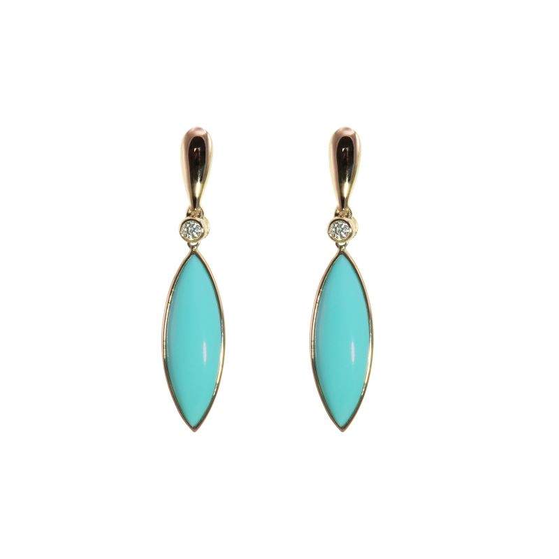 Marquise Turquoise Earrings With Diamond Accentsby Olivia B