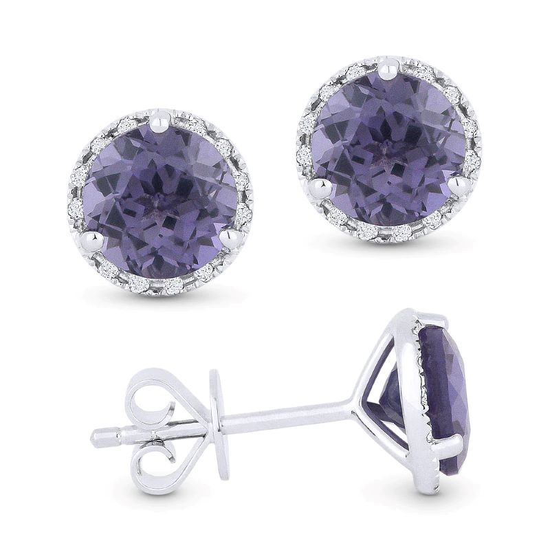 Created Alexandrite & Diamond Earrings