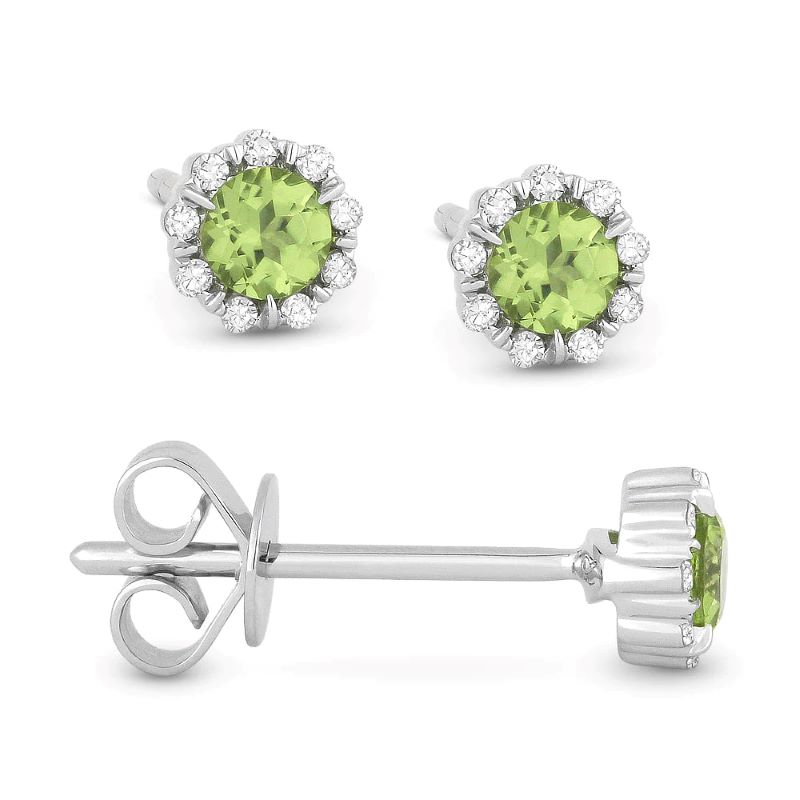 Peridot & Diamond Earrings, .25Ctw Peridots